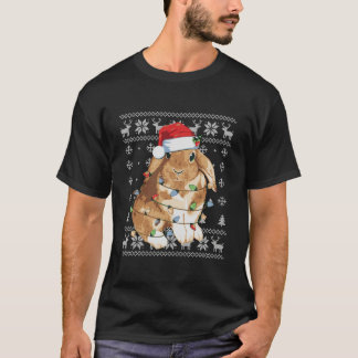 Bunny Rabbit Christmas Ugly Sweater Funny Xmas Tre T-Shirt