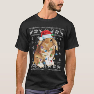 Bunny Rabbit Christmas Ugly Sweater Funny Xmas Tre T-Shirt