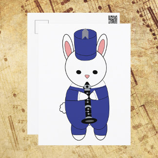 Bunny Rabbit Clarinet Marching Band Blaweiß Postkarte