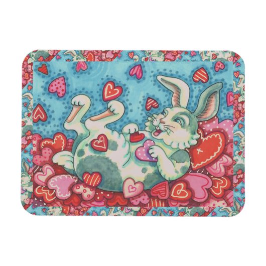BUNNY RABBIT & COLORFUL HERZEN REGENWERTE MAGNET (Horizontal)