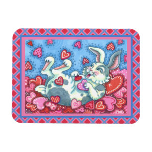 BUNNY RABBIT & COLORFUL HERZEN REGENWERTE MAGNET
