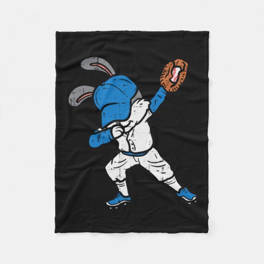 Bunny Rabbit Dab Baseball Ostersport Pitcher Boy Fleecedecke (Vorderseite)
