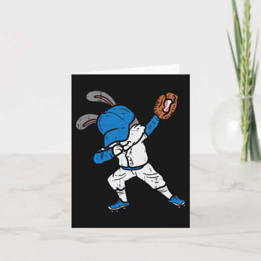 Bunny Rabbit Dab Baseball Ostersport Pitcher Boy Karte (Vorderseite)