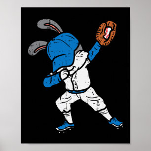 Bunny Rabbit Dab Baseball Ostersport Pitcher Boy Poster