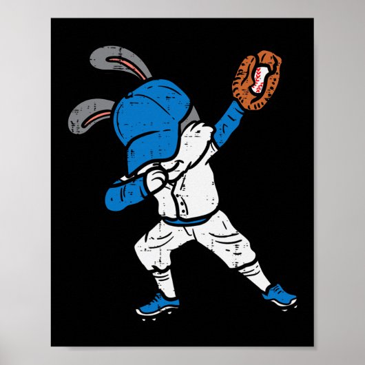 Bunny Rabbit Dab Baseball Ostersport Pitcher Boy Poster (Vorne)