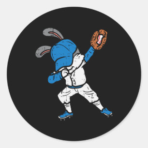 Bunny Rabbit Dab Baseball Ostersport Pitcher Boy Runder Aufkleber