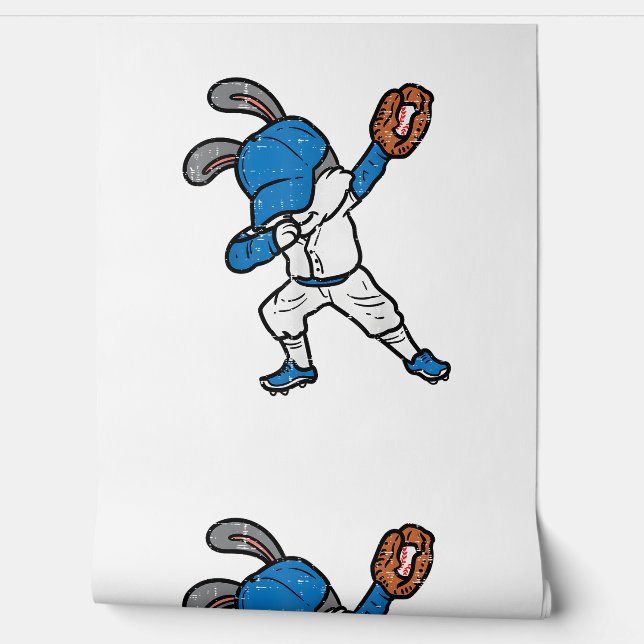 Bunny Rabbit Dab Baseball Ostersport Pitcher Boy Tapete (Abrollen)