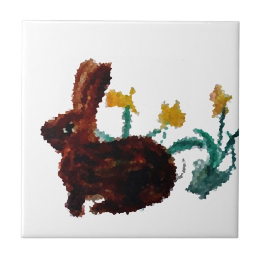 Bunny Rabbit Daffodil Art Spring Fliese (Vorderseite)