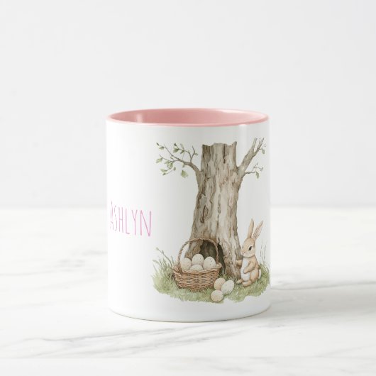 Bunny Rabbit Easter Eggs in Basket Tree Tasse (Zentrum)