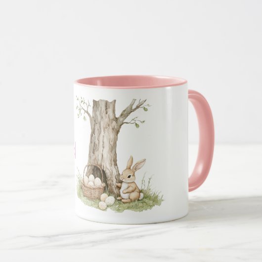 Bunny Rabbit Easter Eggs in Basket Tree Tasse (VorderseiteRechts)
