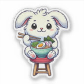 Bunny Rabbit Eating Ramen Aufkleber (Vorderseite)