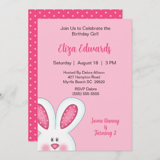 Bunny Rabbit Einladung zum Geburtstag (Vorne/Hinten)