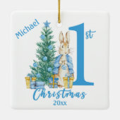 Bunny Rabbit Erster Personalisierter Urlaub Keramikornament (Rückseite)