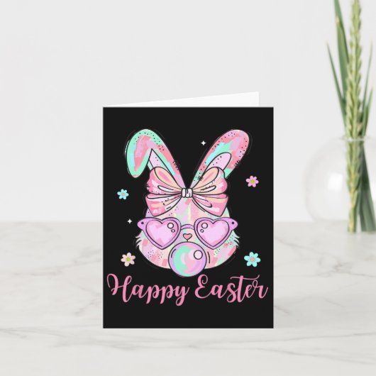 Bunny Rabbit Face Coquette Bow Ostertag Bubblegu Karte (Vorderseite)
