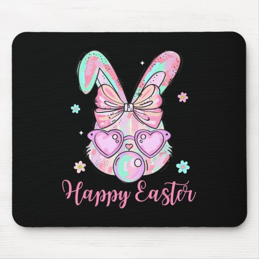Bunny Rabbit Face Coquette Bow Ostertag Bubblegu Mousepad (Vorne)