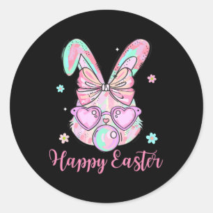 Bunny Rabbit Face Coquette Bow Ostertag Bubblegu Runder Aufkleber