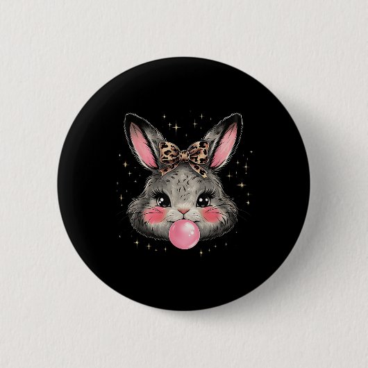 Bunny Rabbit Face Leopard Coquette Bow Ostertag Button (Vorderseite)