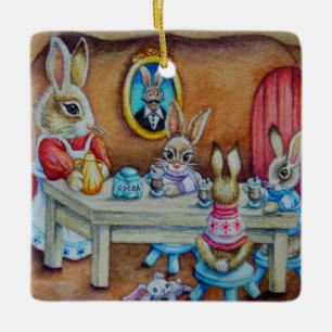 Bunny Rabbit Familie Burgen Bellinzona Keramikornament