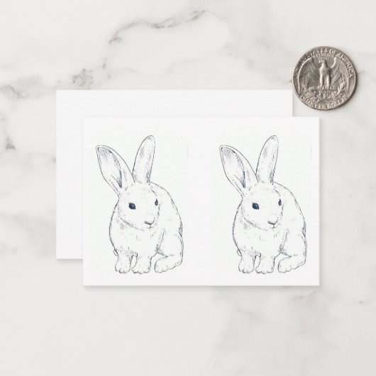 Bunny Rabbit Flat Note Card Mitteilungskarte (Vorderseite/Rückseite Beispiel)