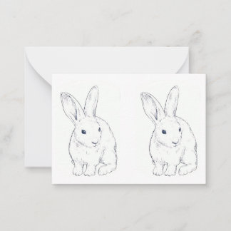Bunny Rabbit Flat Note Card Mitteilungskarte