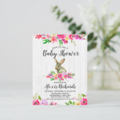 Bunny Rabbit Floral Baby Girl Dusche Einladung (Stehend Vorderseite)