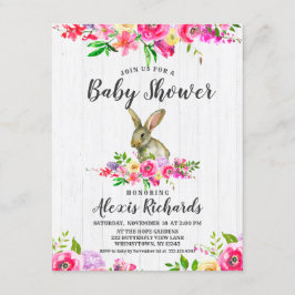 Bunny Rabbit Floral Baby Girl Dusche Einladung
