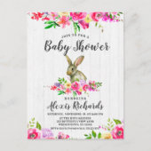 Bunny Rabbit Floral Baby Girl Dusche Einladung (Vorderseite)