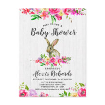Bunny Rabbit Floral Baby Girl Dusche Einladung