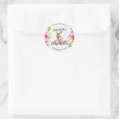 Bunny Rabbit Floral Baby Girl Dusche Vielen Dank Runder Aufkleber (Tasche)