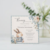 Bunny Rabbit Floral Blue Baby Dusche (Stehend Vorderseite)