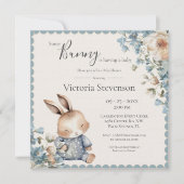 Bunny Rabbit Floral Blue Baby Dusche (Vorderseite)