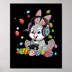 Bunny Rabbit Gaming Happy Ostertag Gamer Boy Gir Poster