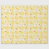 Bunny Rabbit Gelbe Karierte Karotten | Osterfeiert Geschenkpapier (Flach)