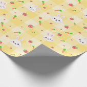 Bunny Rabbit Gelbe Karierte Karotten | Osterfeiert Geschenkpapier (Ecke)