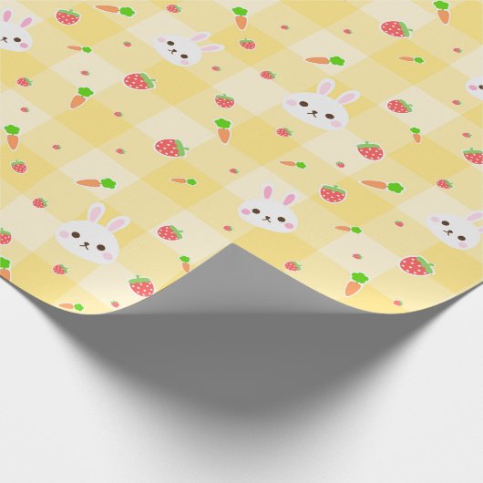 Bunny Rabbit Gelbe Karierte Karotten | Osterfeiert Geschenkpapier (Ecke)