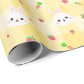 Bunny Rabbit Gelbe Karierte Karotten | Osterfeiert Geschenkpapier (Rolleneckpunkt)
