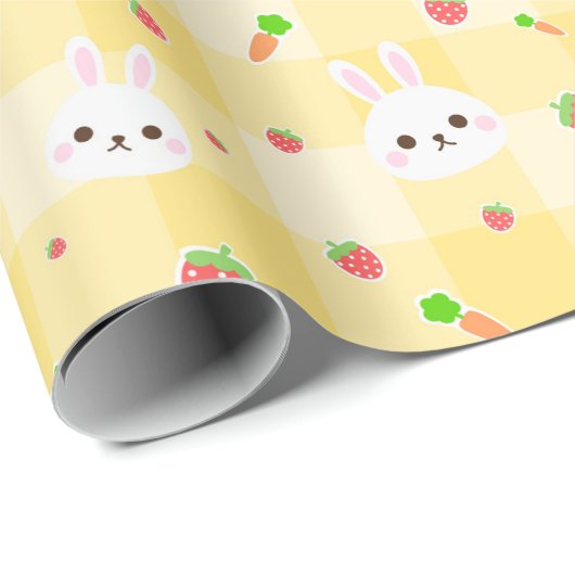 Bunny Rabbit Gelbe Karierte Karotten | Osterfeiert Geschenkpapier (Rolleneckpunkt)