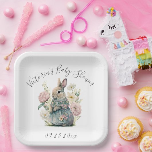 Bunny Rabbit Girl Babydusche Teller (Party)