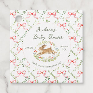 Bunny Rabbit Girl Floral Pink Bow Baby Shower  Geschenkanhänger