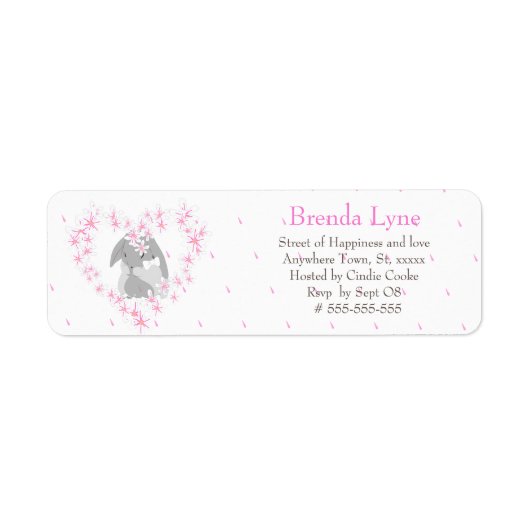 Bunny Rabbit Girl Pink Baby Dusche (Vorne)