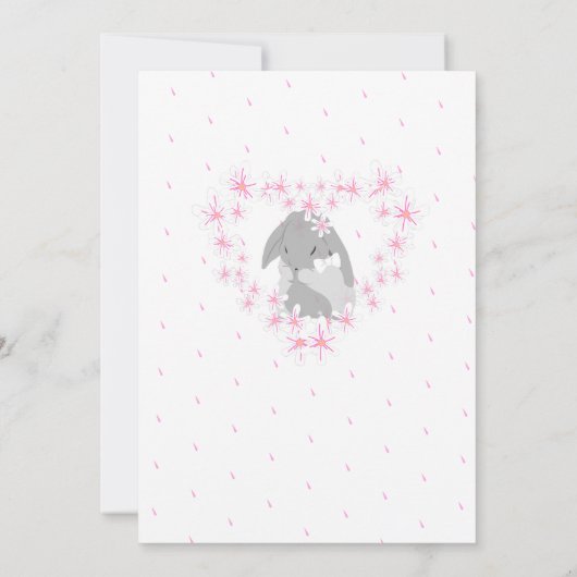 Bunny Rabbit Girl Pink Baby Dusche Einladung Post (Rückseite)