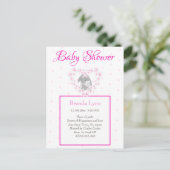Bunny Rabbit Girl Pink Baby Dusche Einladung Post Postkarte (Stehend Vorderseite)