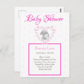Bunny Rabbit Girl Pink Baby Dusche Einladung Post Postkarte (Vorne/Hinten)