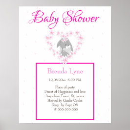 Bunny Rabbit Girl Pink Baby Dusche Einladung Poster