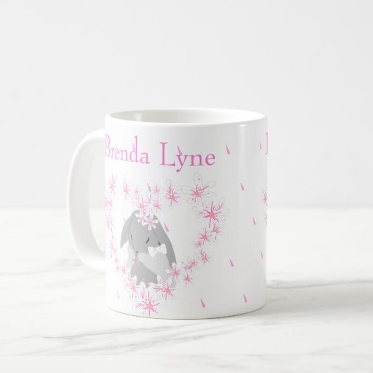 Bunny Rabbit Girl Pink Kaffeetasse (Vorderseite Links)