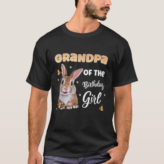 Bunny Rabbit Grandpa of the Birthday Girl Matching T-Shirt (Vorderseite)