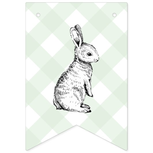 Bunny Rabbit Green Gingham Baby Dusche Jagd Wimpelkette (Zweite Fahne)