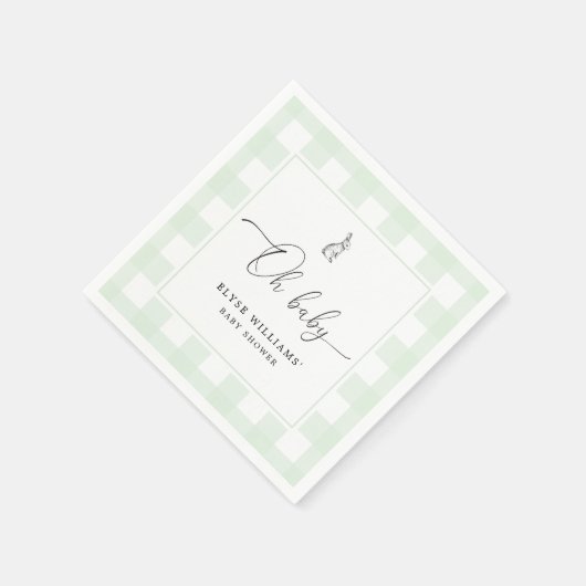 Bunny Rabbit Green Gingham Oh Baby Paper Napkin Serviette (Ecke)