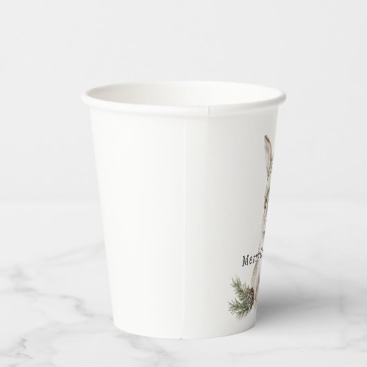 Bunny Rabbit Green Hat Christmas Pappbecher (Rechts)