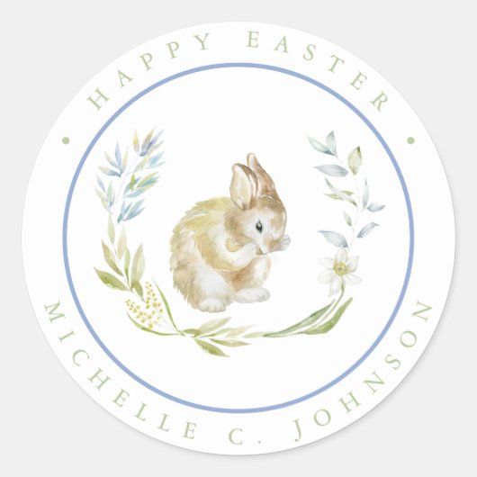 Bunny Rabbit Happy Oaster Soft Pastellfarben Runder Aufkleber (Vorderseite)